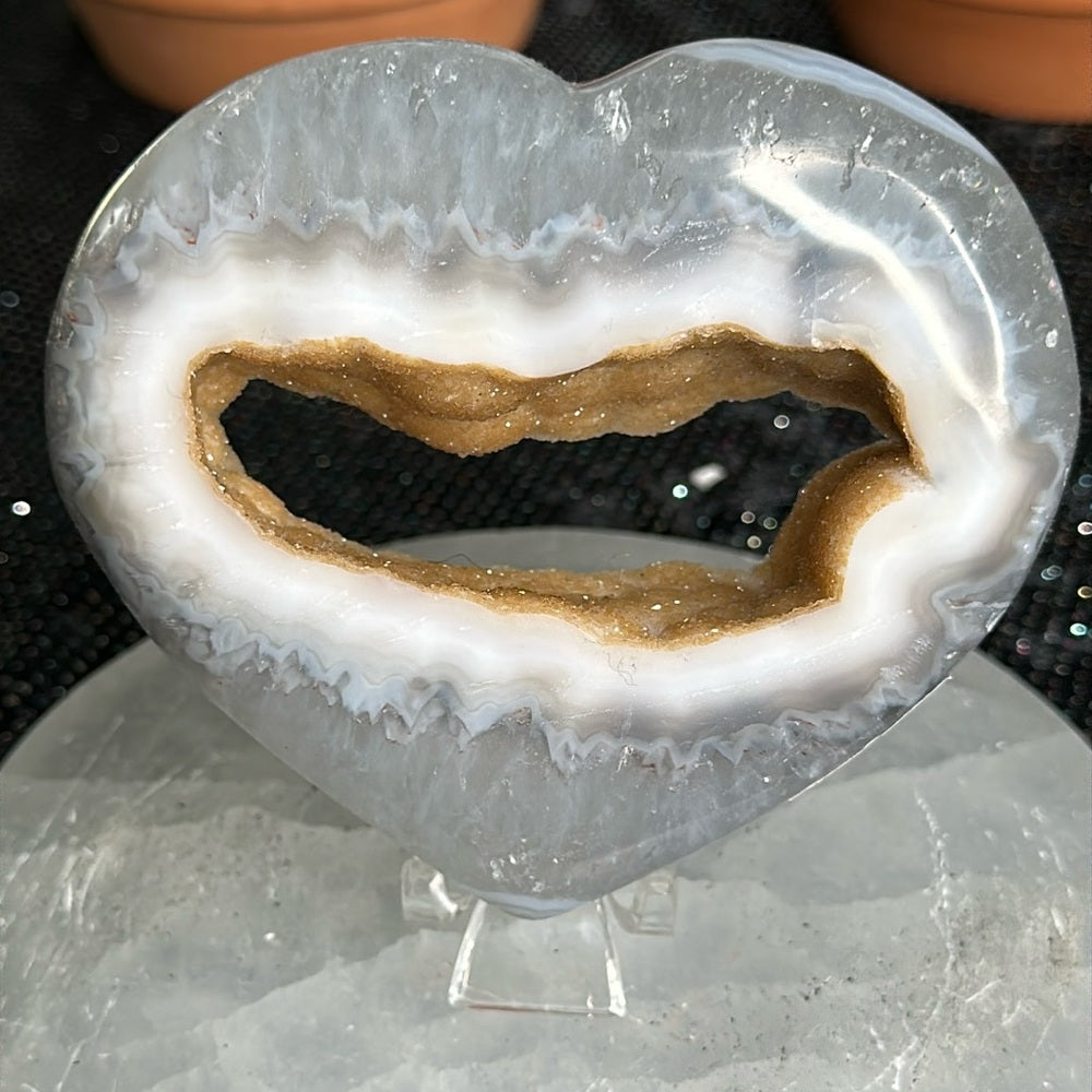 Gray & Brown Sugar Druzy Heart GBS74
