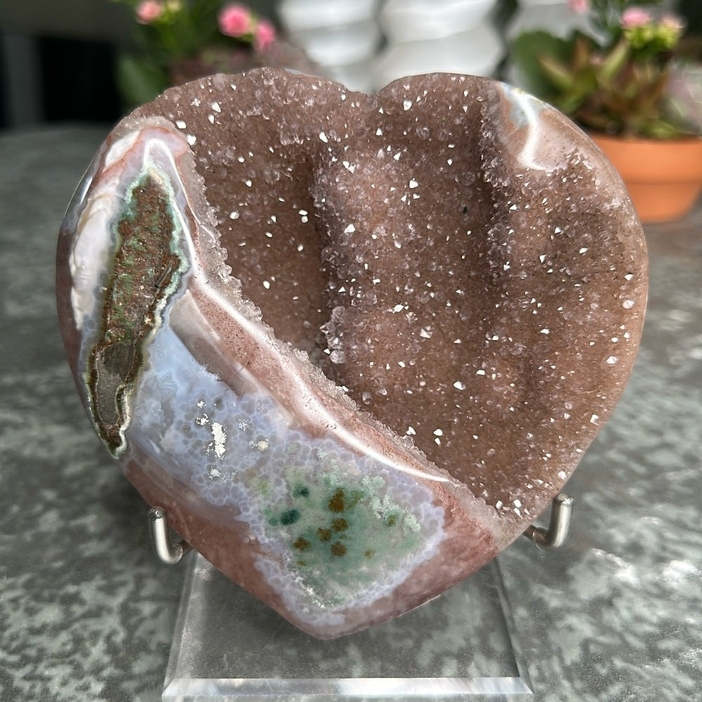 Brown & Green Sugar Druzy Heart BGS98