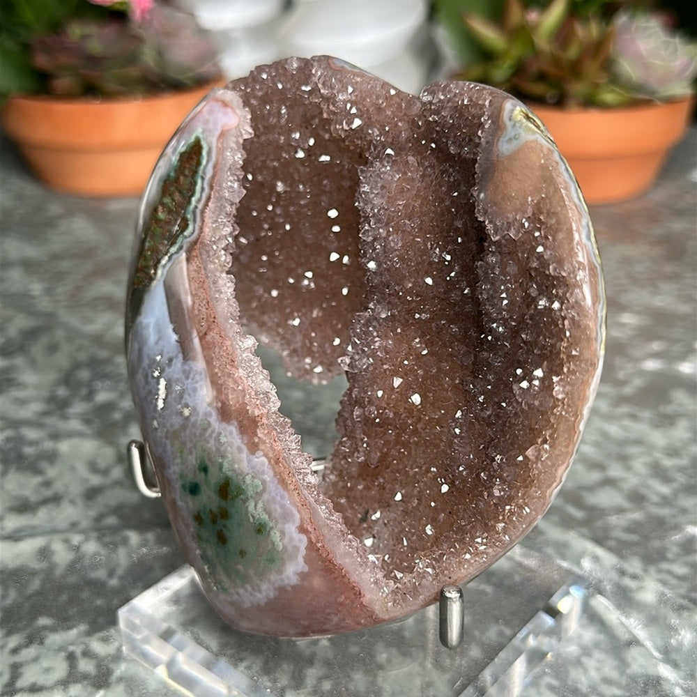 Brown & Green Sugar Druzy Heart BGS98