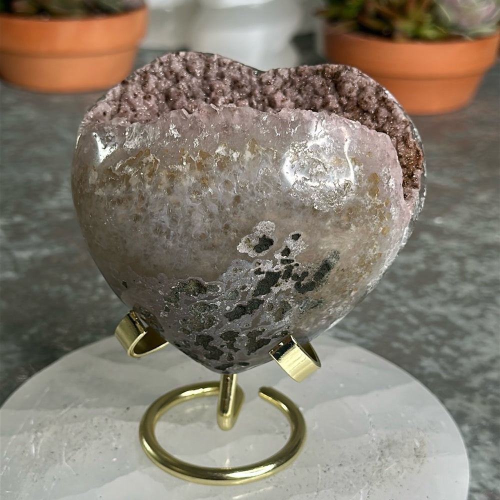 Brown & Pink Sugar Druzy Heart BPS103