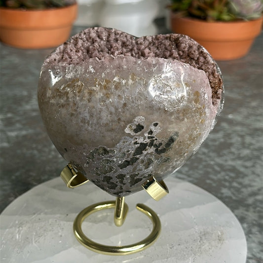 Brown & Pink Sugar Druzy Heart BPS103