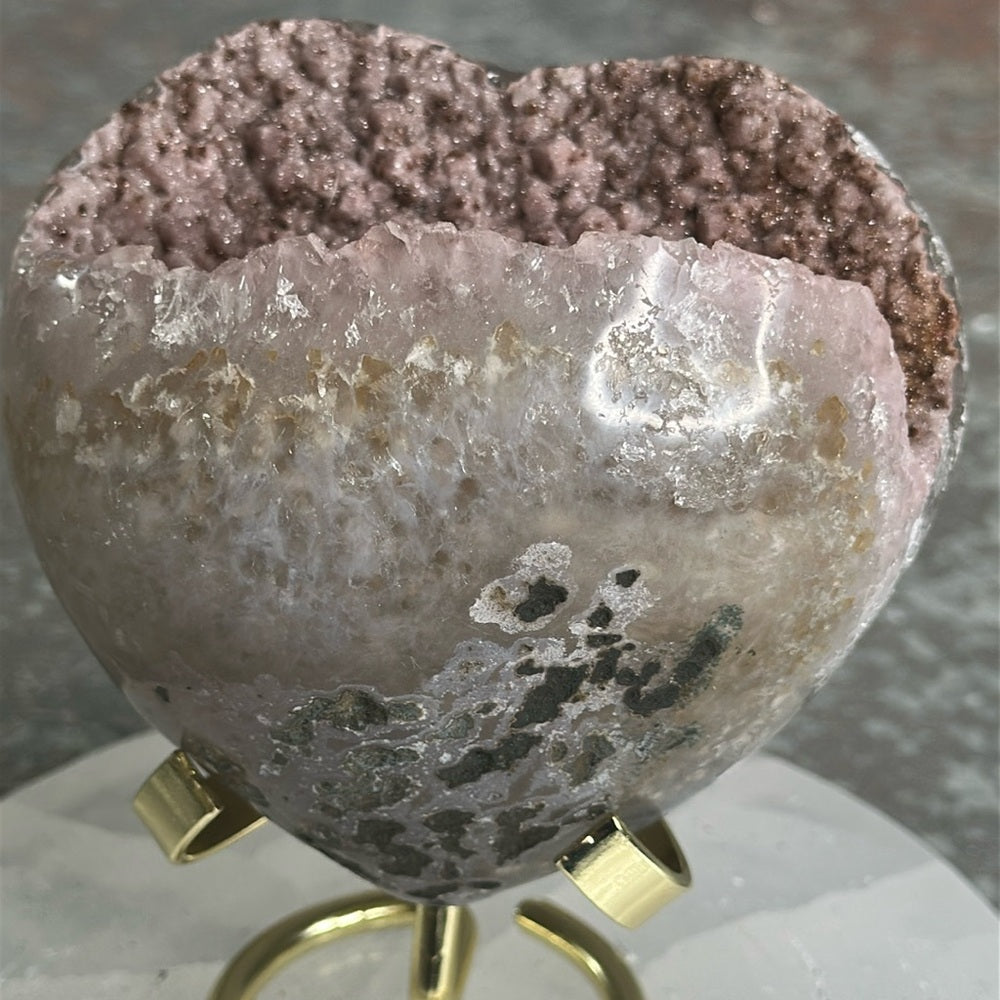 Brown & Pink Sugar Druzy Heart BPS103