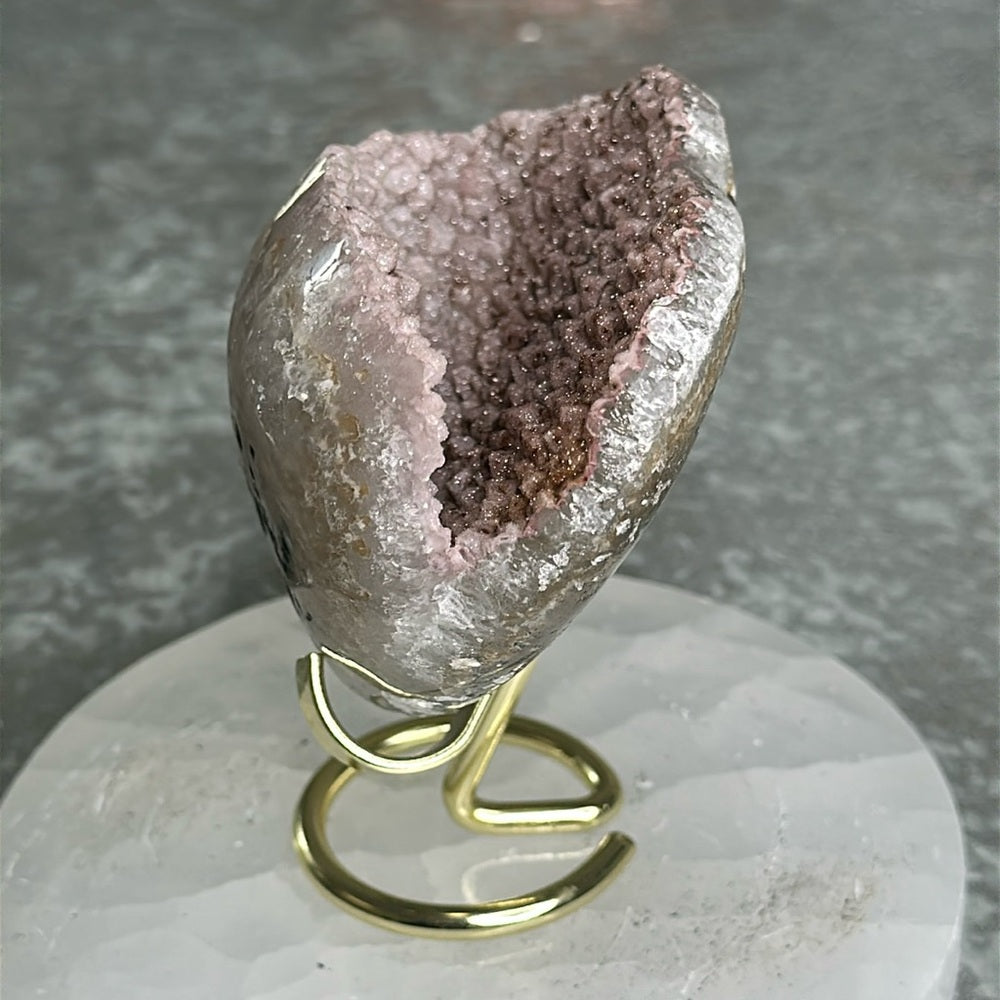 Brown & Pink Sugar Druzy Heart BPS103