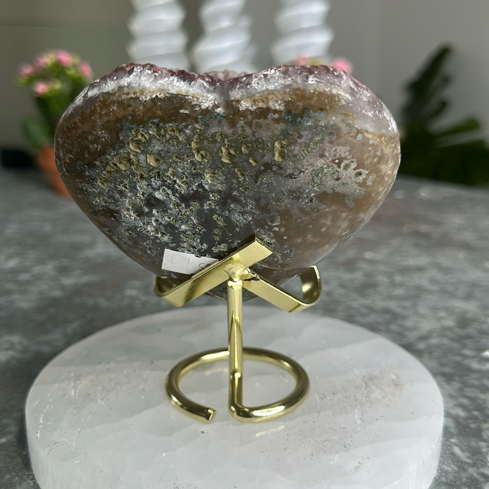 Brown & Pink Sugar Druzy Heart BPS103