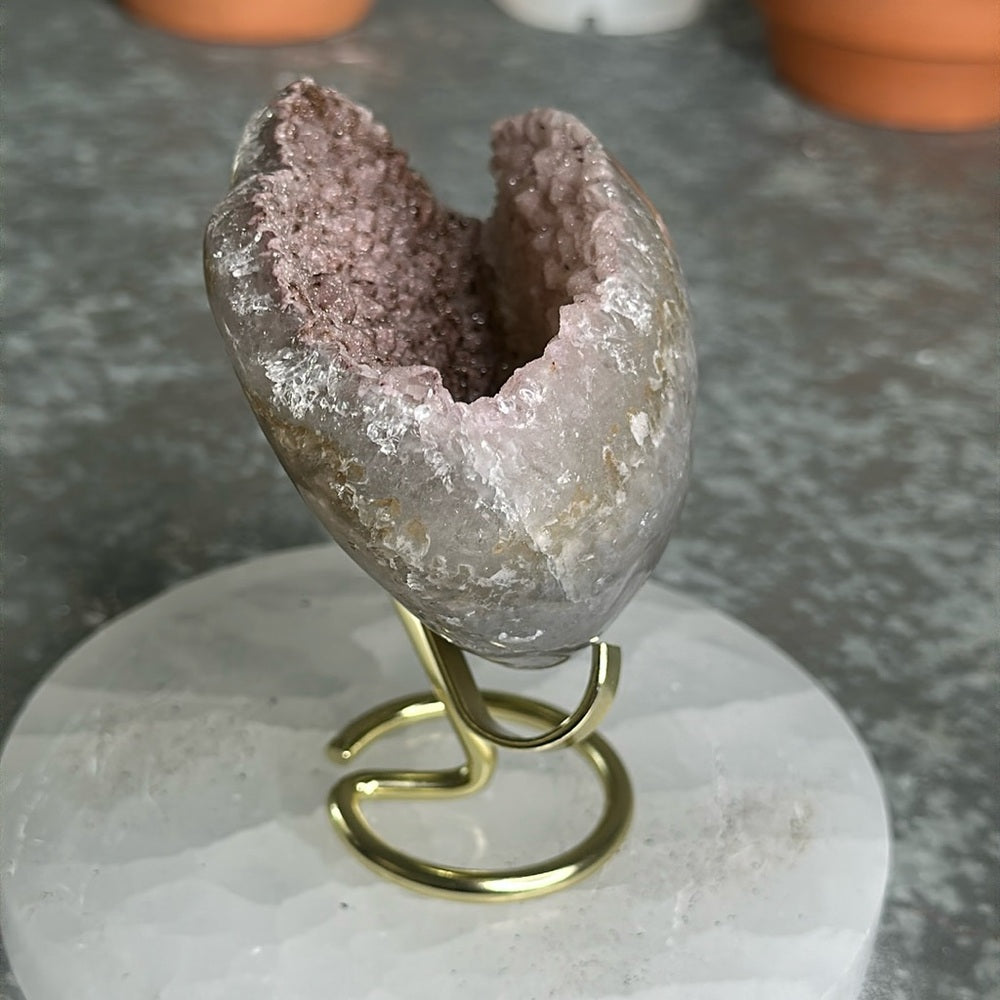 Brown & Pink Sugar Druzy Heart BPS103