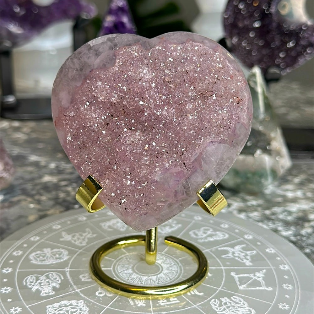 Sugar Pastel Pink amethyst agate heart SDP2