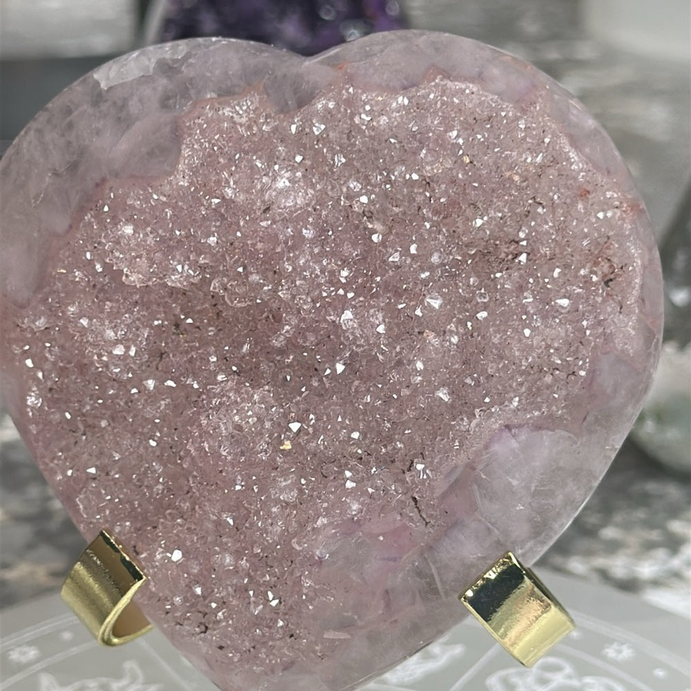 Sugar Pastel Pink amethyst agate heart SDP2