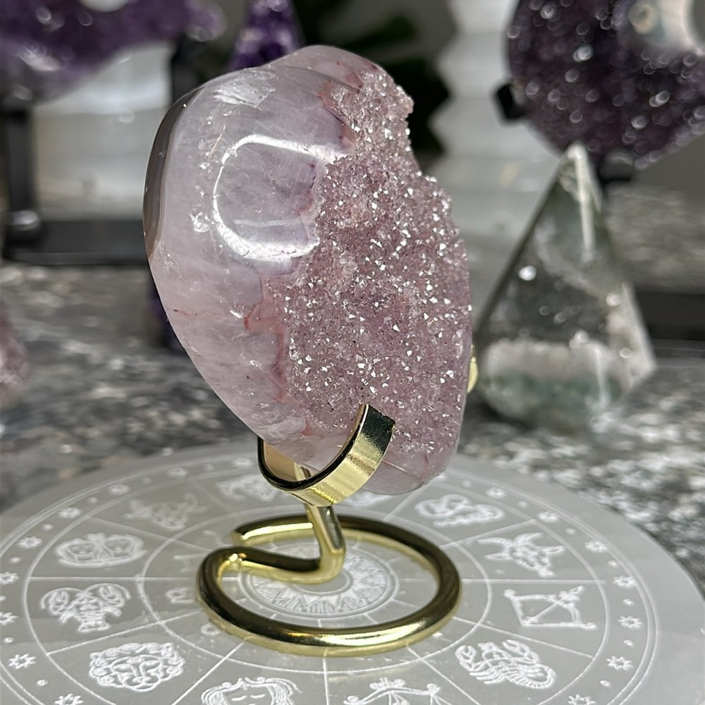 Sugar Pastel Pink amethyst agate heart SDP2