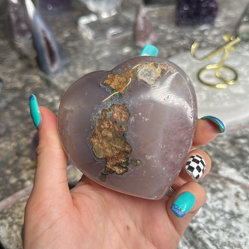 Sugar Pastel Pink amethyst agate heart SDP2