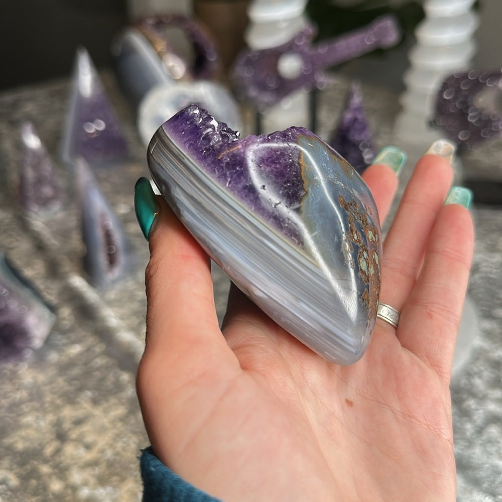 Druzy amethyst agate heart 💜 DAH3