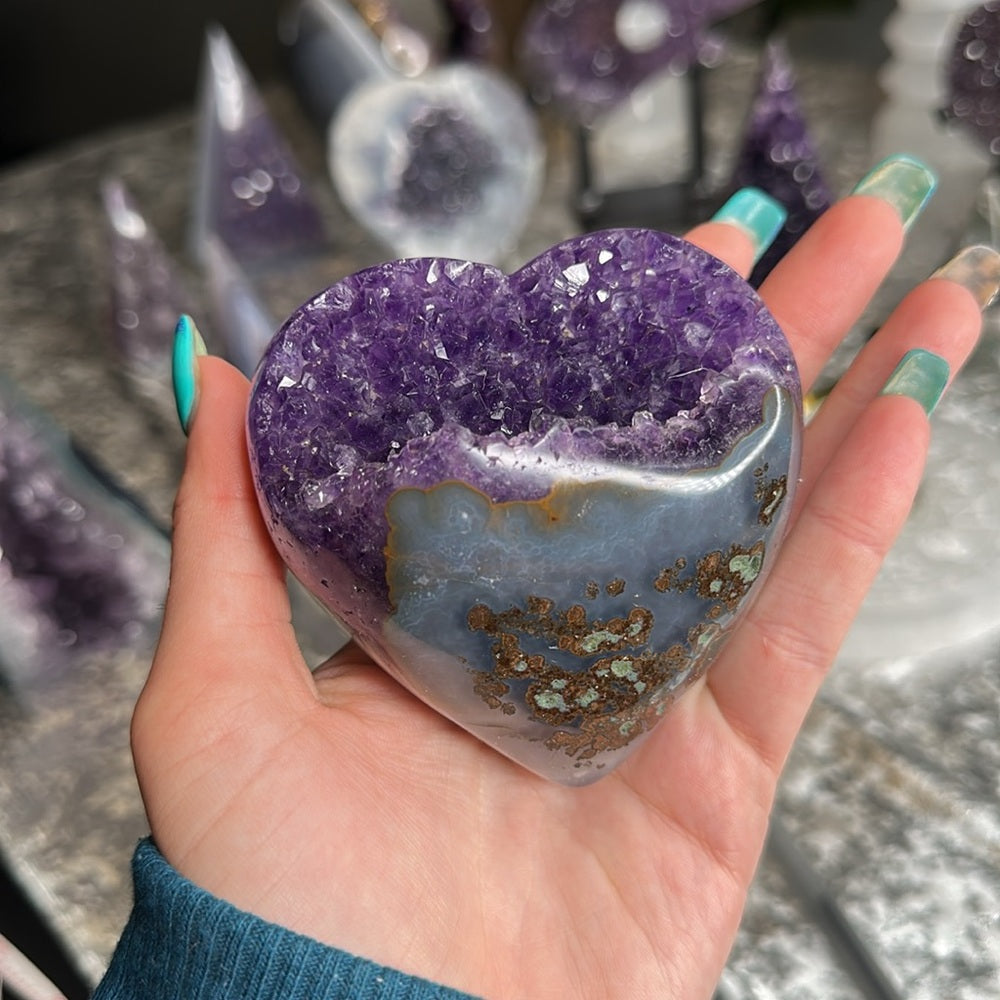 Druzy amethyst agate heart 💜 DAH3