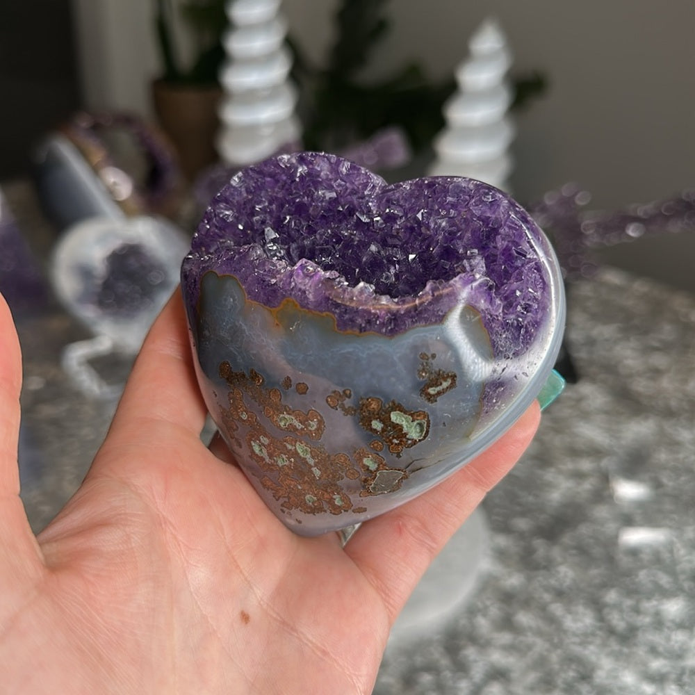 Druzy amethyst agate heart 💜 DAH3