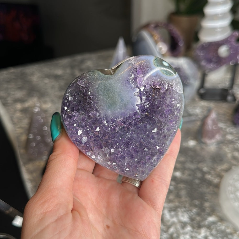Druzy amethyst agate heart 💜 DAH5