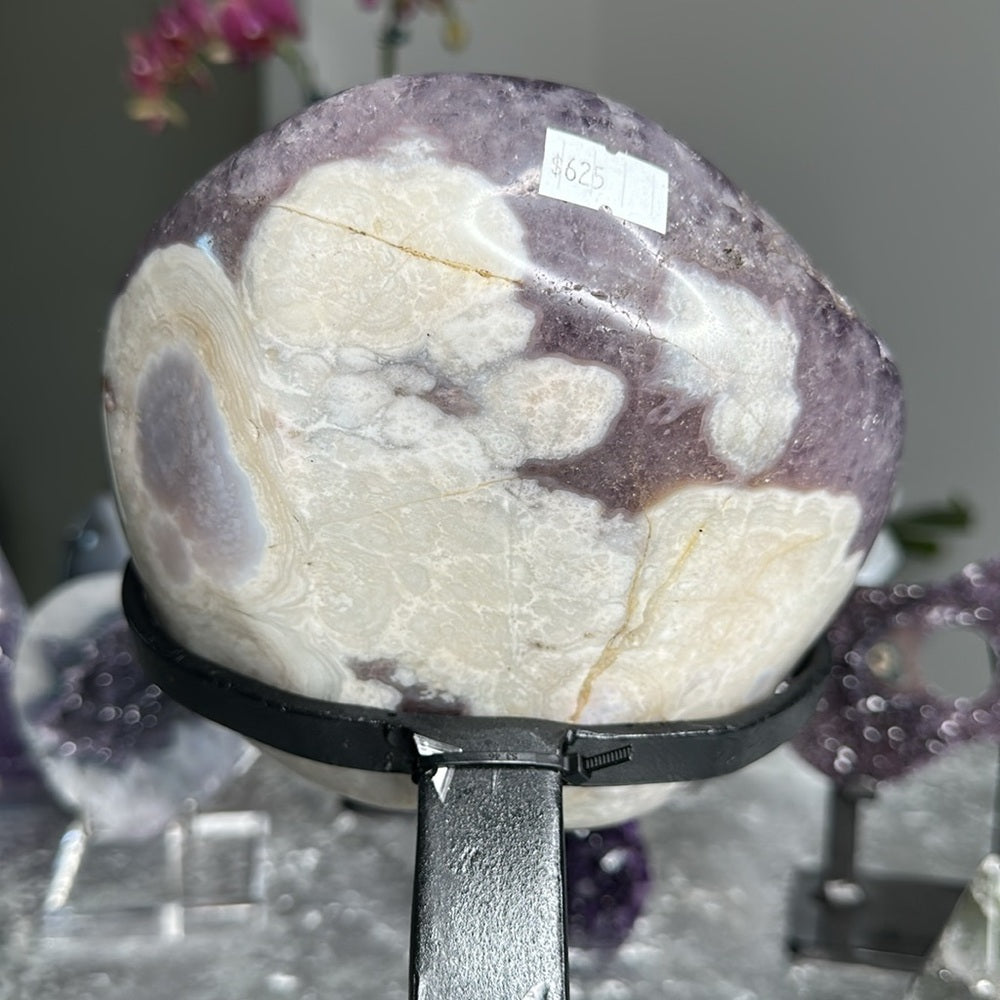 Druzy Deep Purple Amethyst with Flowers & Calcite Statement Piece DDP08