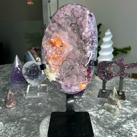 Super Galaxy Amethyst w/ Orange Calcite Statement Piece SGA07