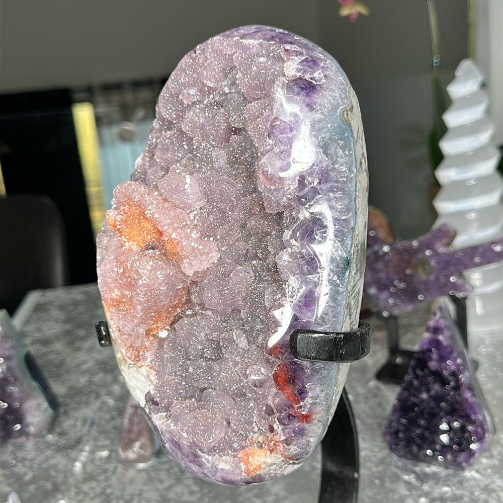 Super Galaxy Amethyst w/ Orange Calcite Statement Piece SGA07