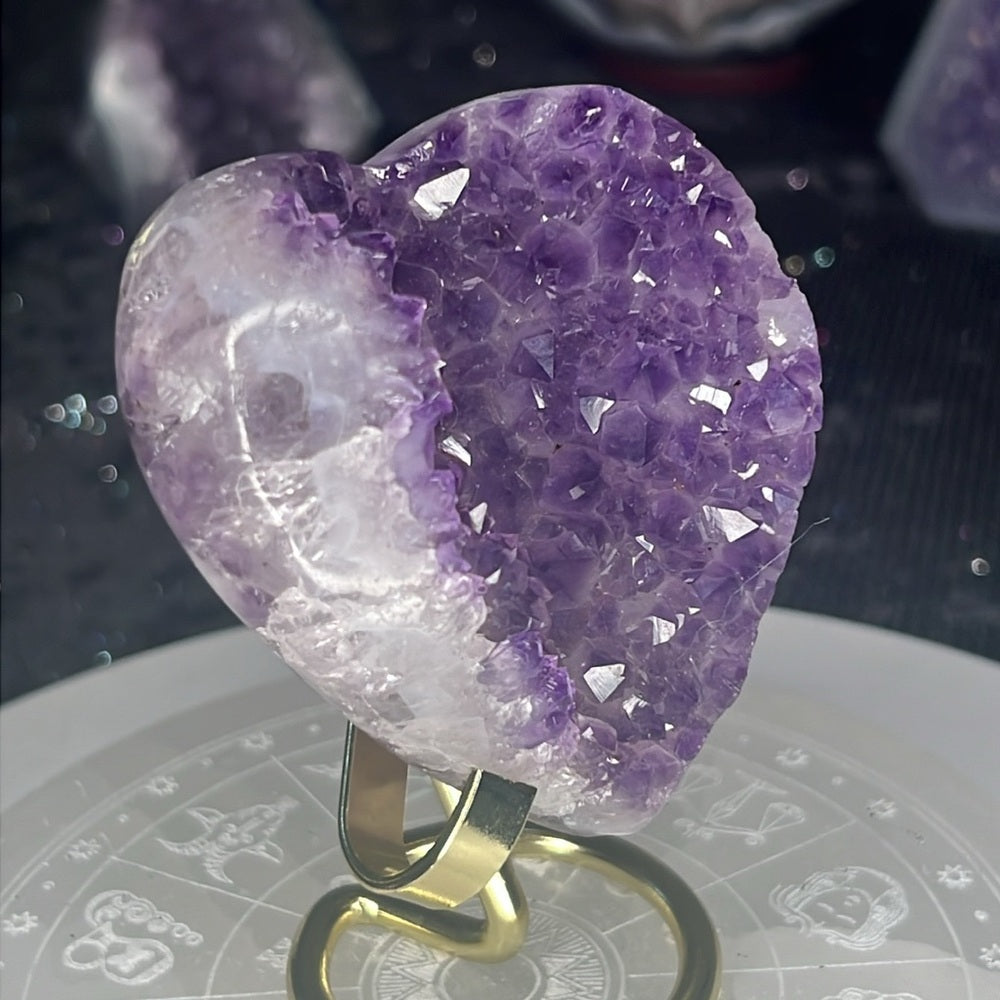 Amethyst Druzy Heart - AHZ22