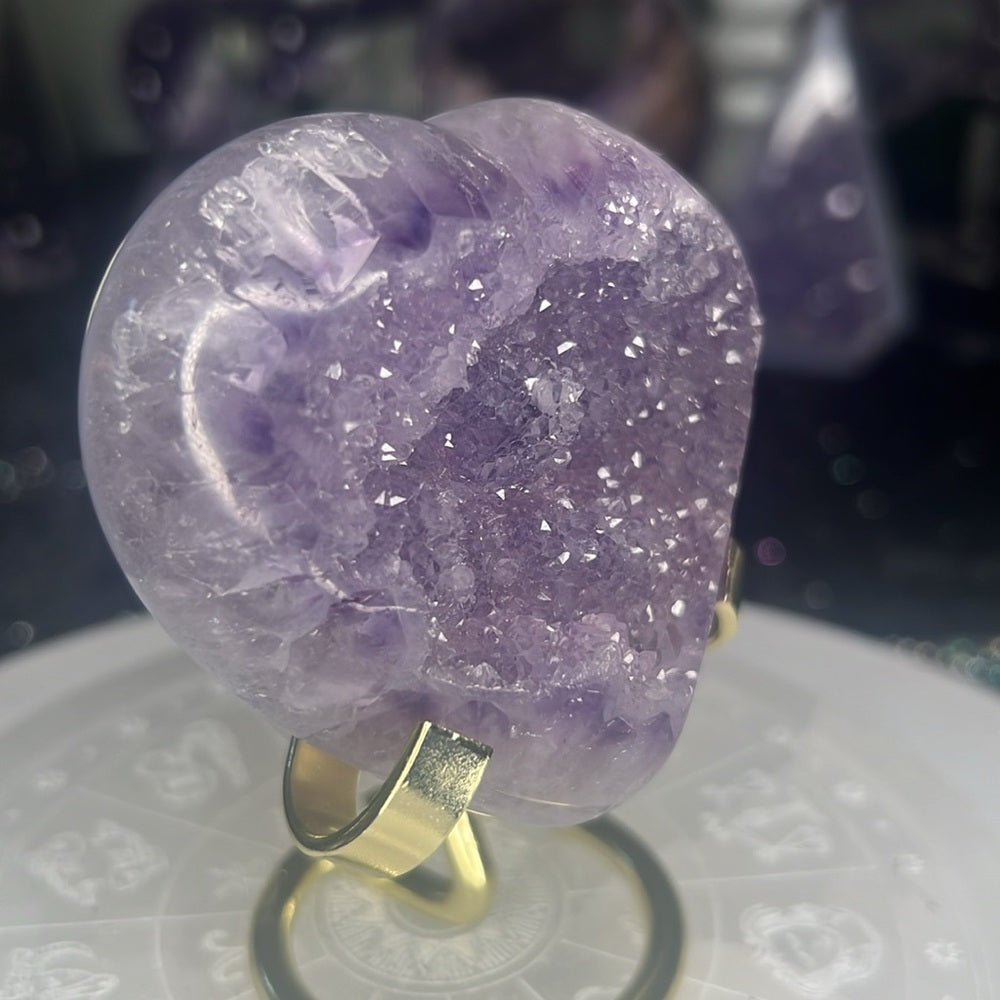 Amethyst Druzy Heart - AHZ23