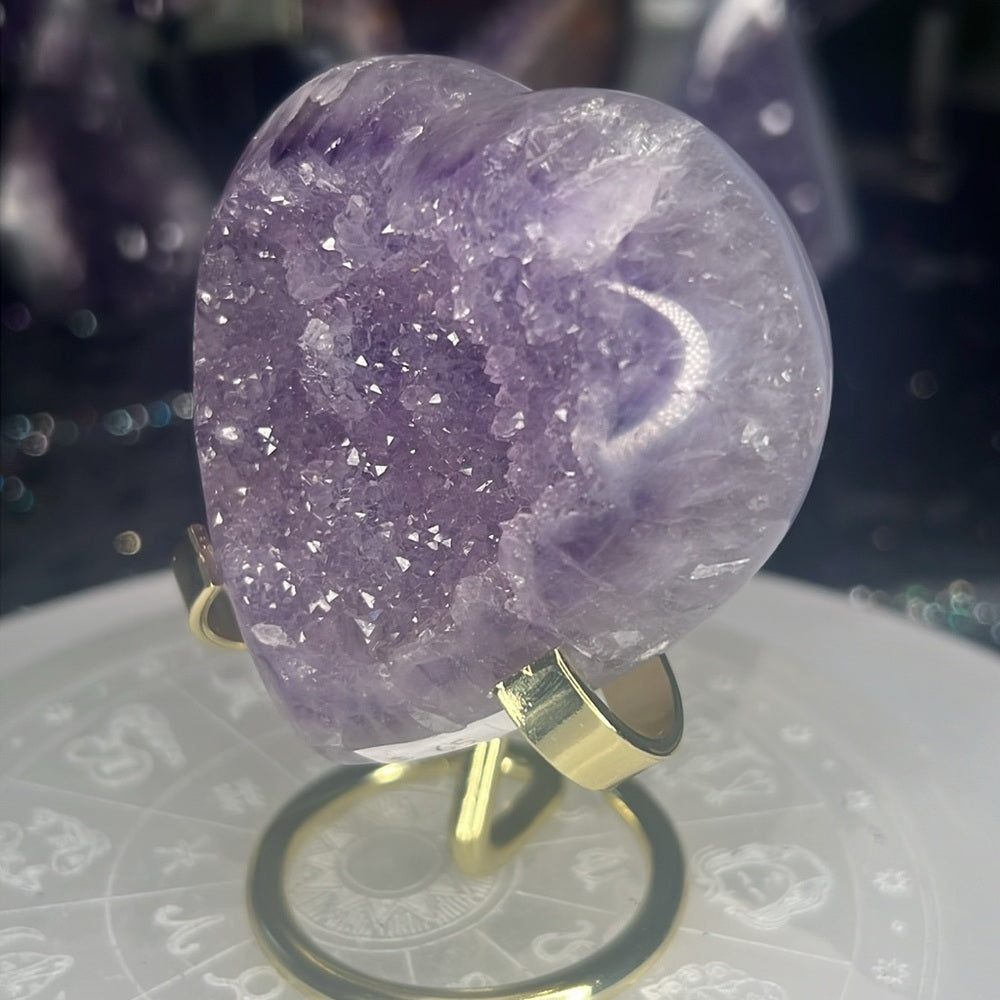 Amethyst Druzy Heart - AHZ23
