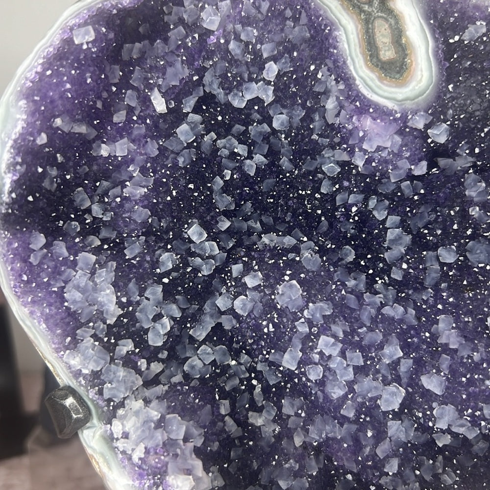 Druzy Galaxy Amethyst with calcite on stand - ADF300