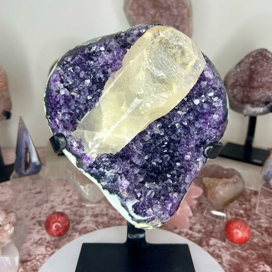 Galaxy Druzy Amethyst Freeform w/ Calcite - ADF301