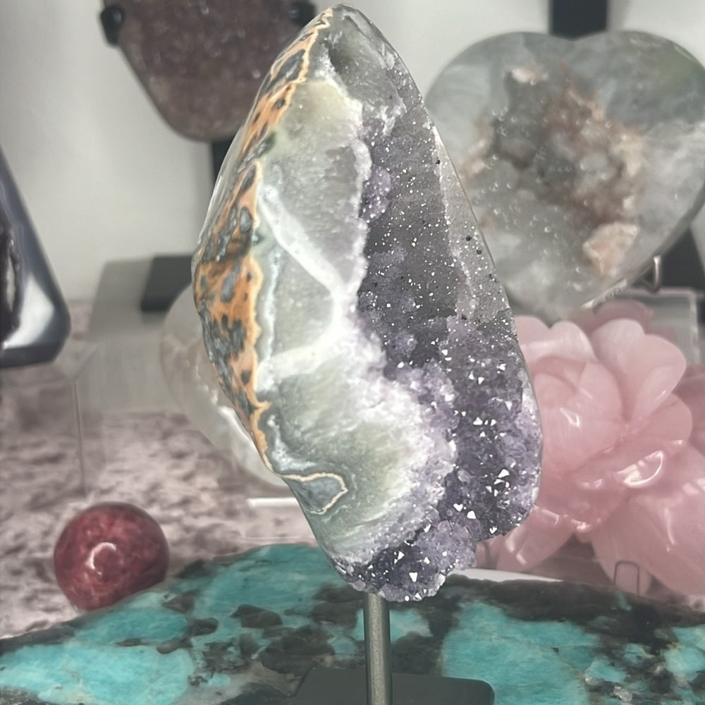 Galaxy Druzy Amethyst On Stand - AOS01