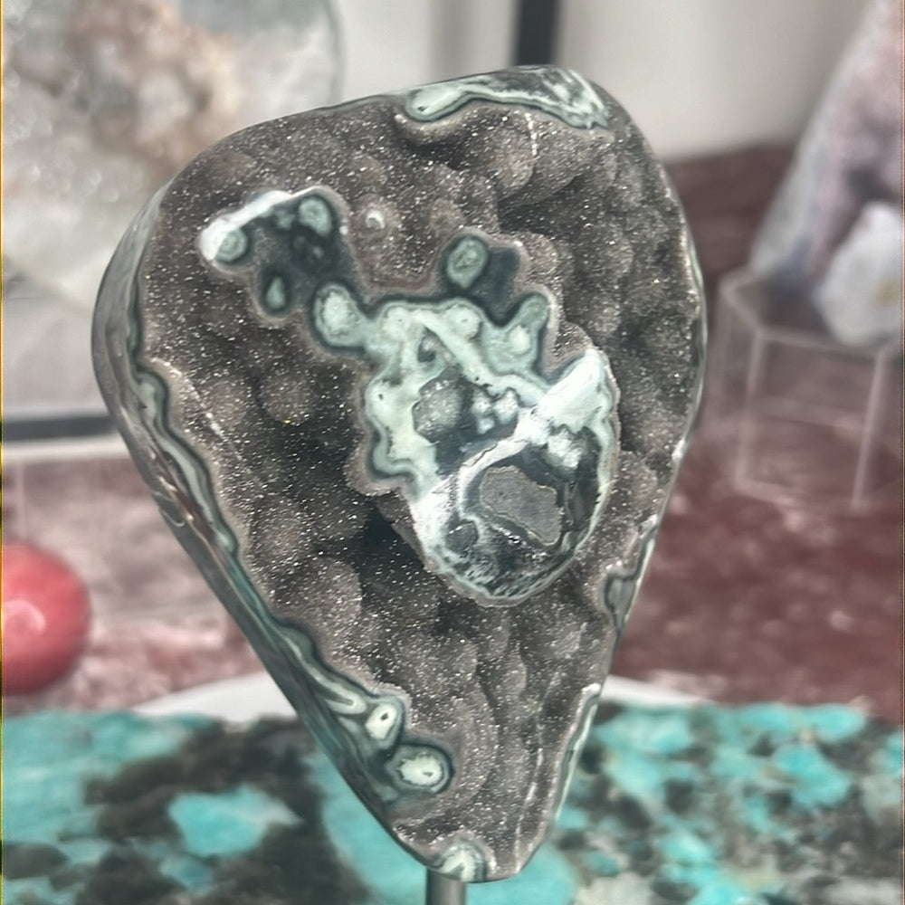 Galaxy Green Amethyst On Stand - AOS4