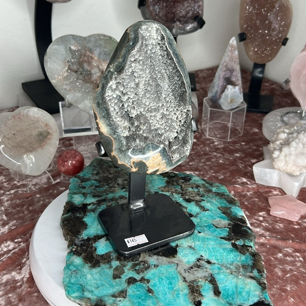 Green Galaxy Amethyst On Stand - AOS5