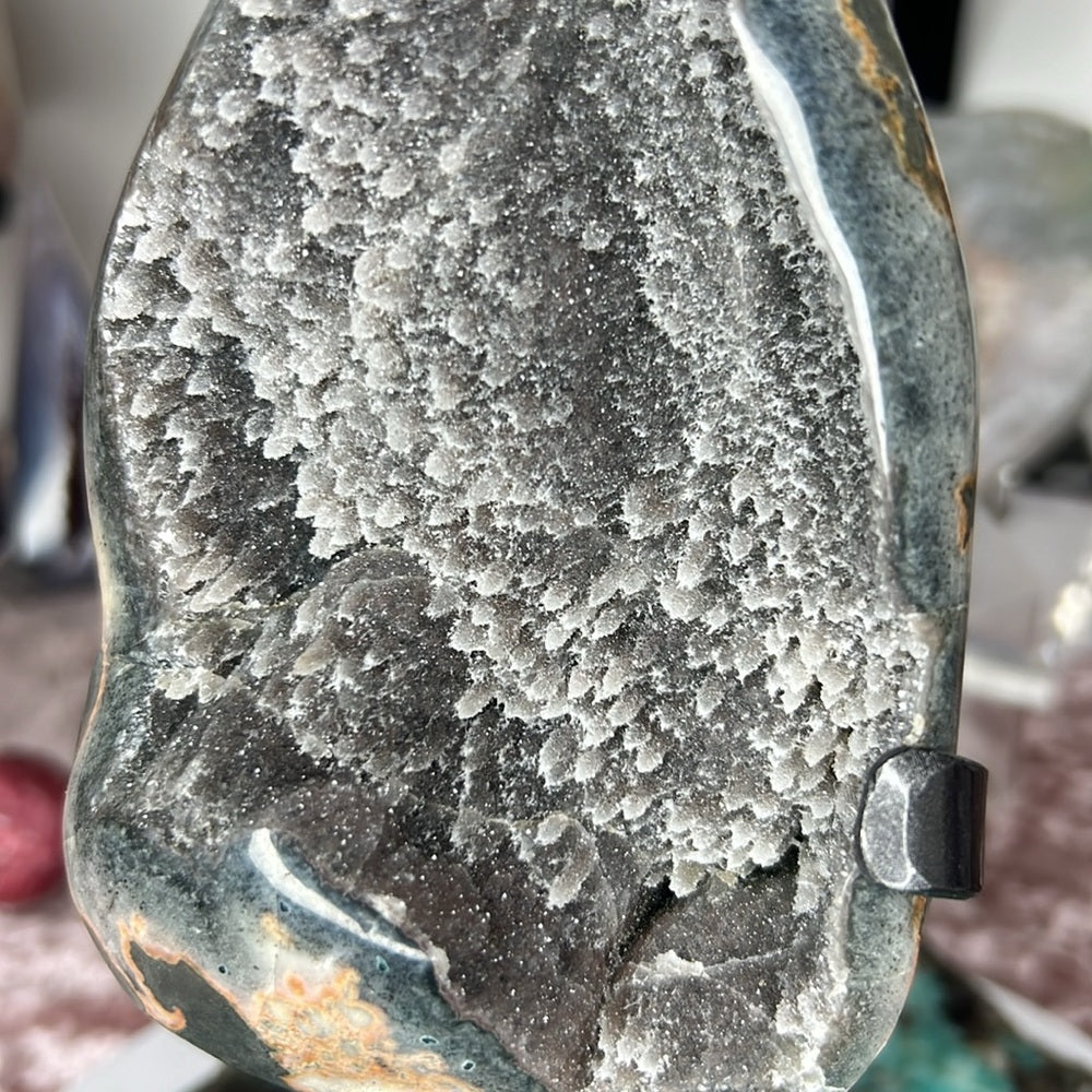 Green Galaxy Amethyst On Stand - AOS5