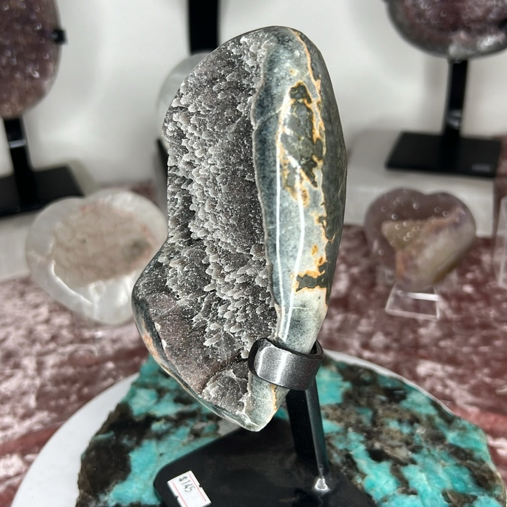 Green Galaxy Amethyst On Stand - AOS5
