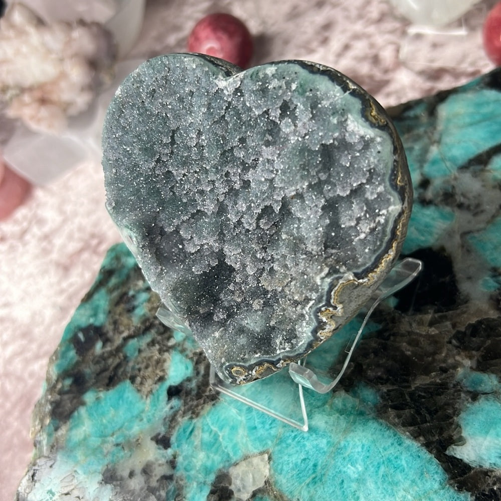 Blue Druzy Amethyst Heart - DAH08