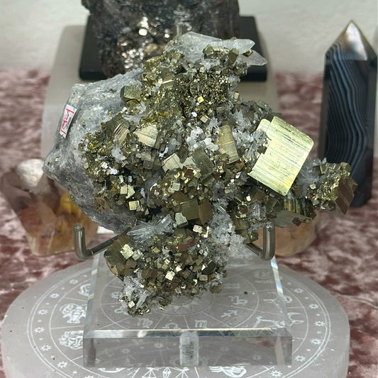 Quartz Cluster w/ Pyrite - CQP91