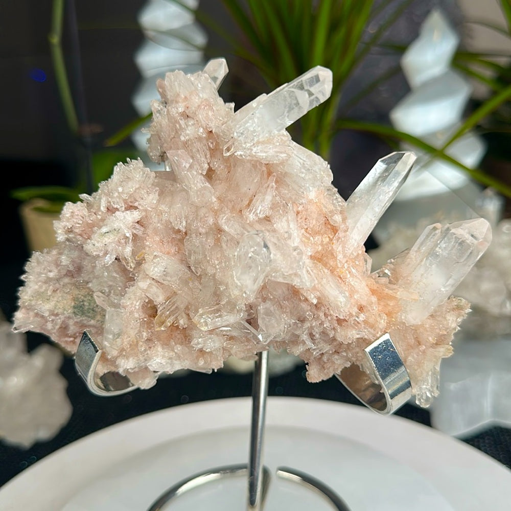 Pink & Perfect 💝 Pink Lumerian cluster w chlorite PLC7
