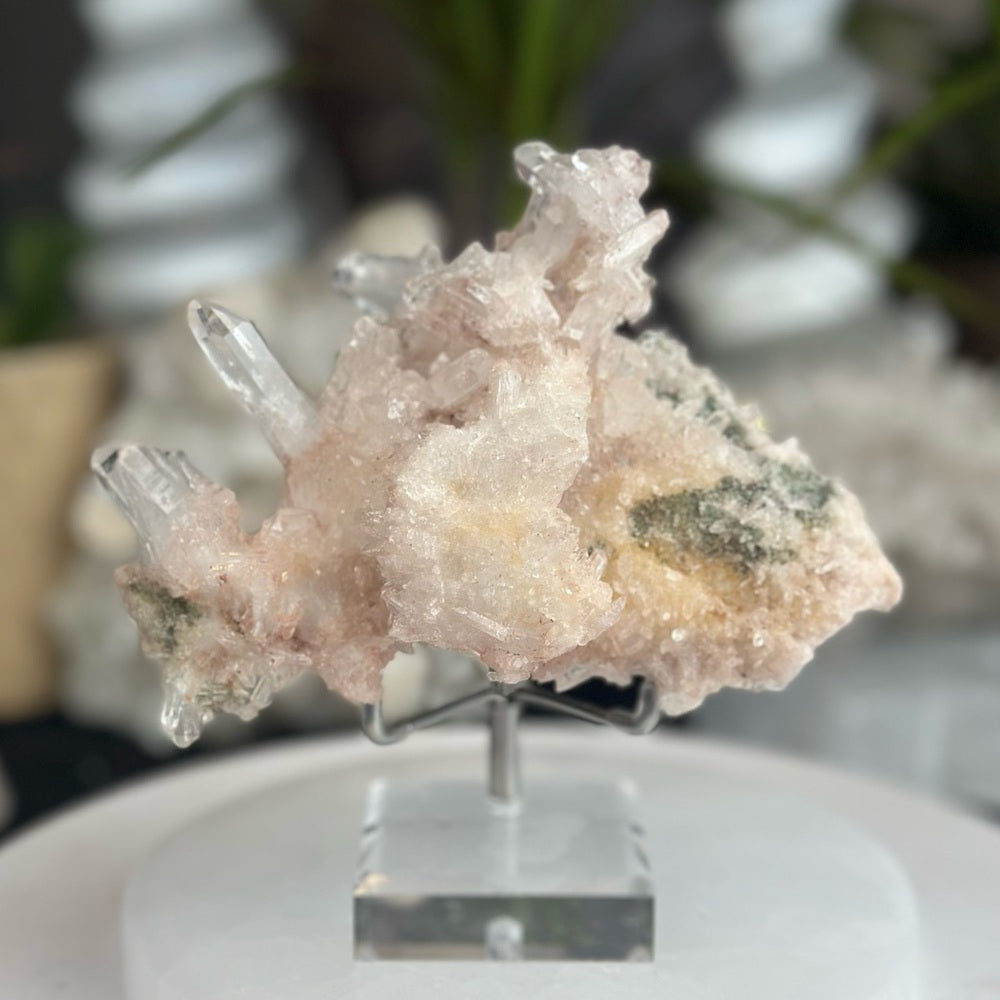 Pink & Perfect 💝 Pink Lumerian cluster w chlorite PLC7