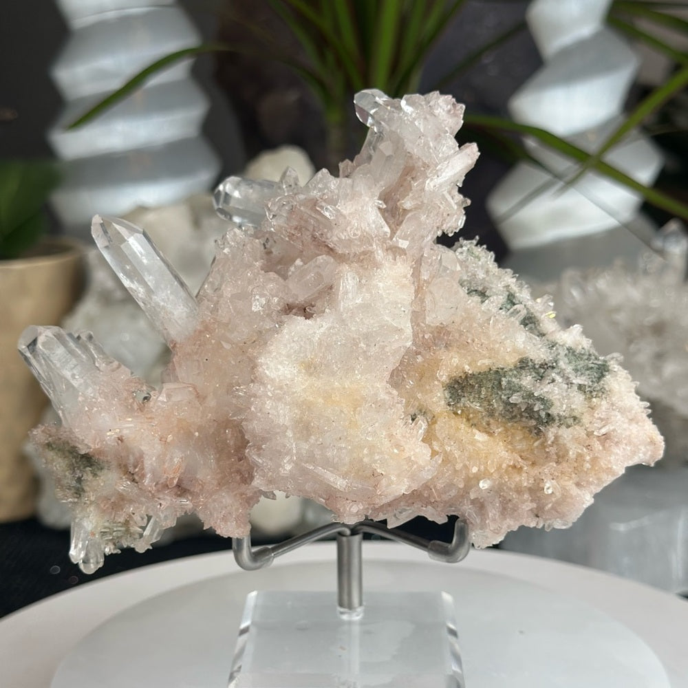 Pink & Perfect 💝 Pink Lumerian cluster w chlorite PLC7