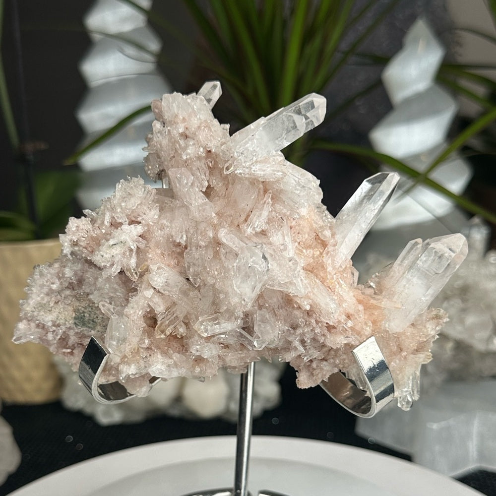 Pink & Perfect 💝 Pink Lumerian cluster w chlorite PLC7