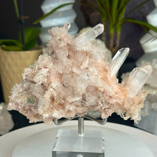 Pink & Perfect 💝 Pink Lumerian cluster w chlorite PLC7