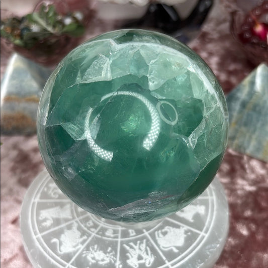 Green fluorite sphere