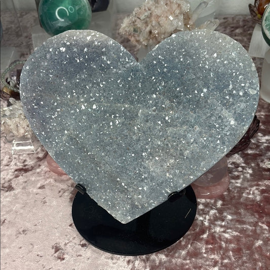 Blue Flower amethyst heart