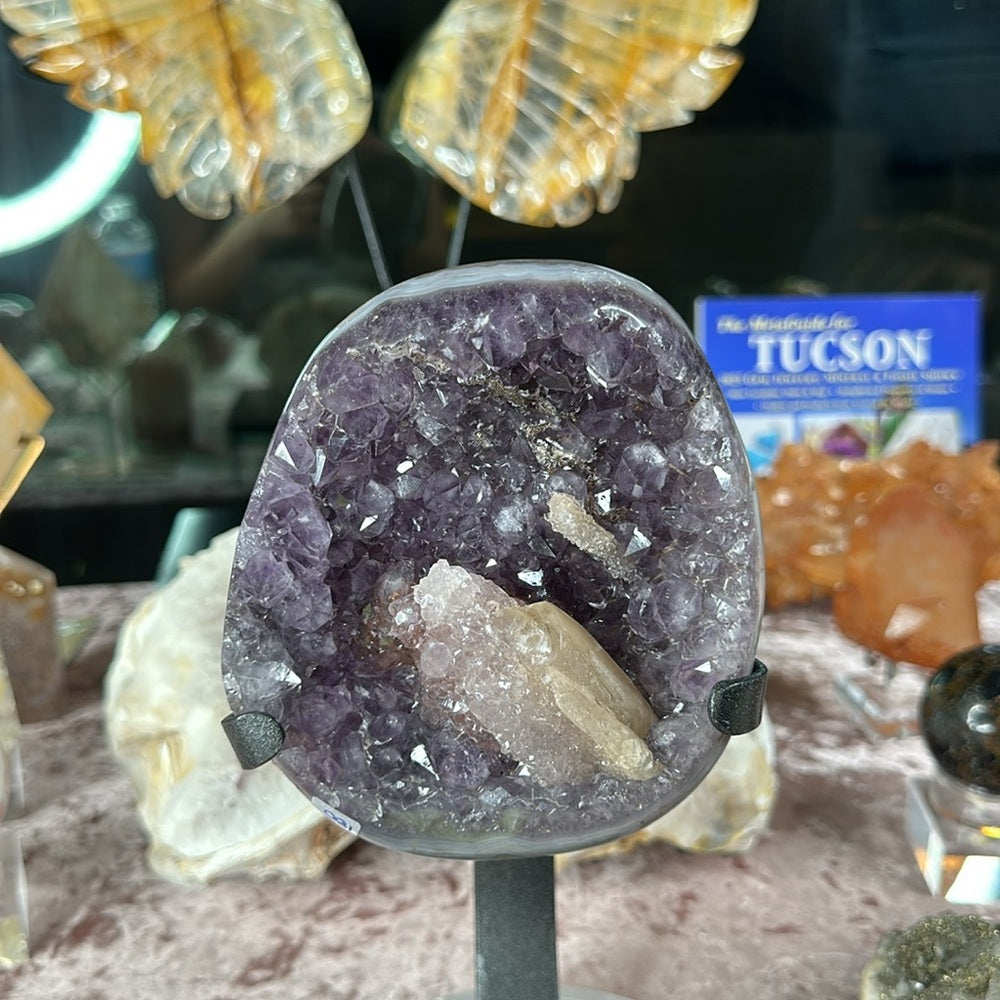 Pink Druzy Amethyst with Calcite PDC1