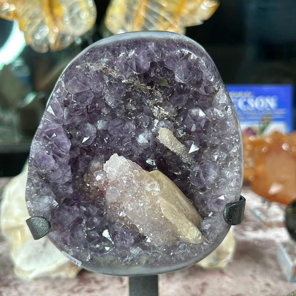 Pink Druzy Amethyst with Calcite PDC1