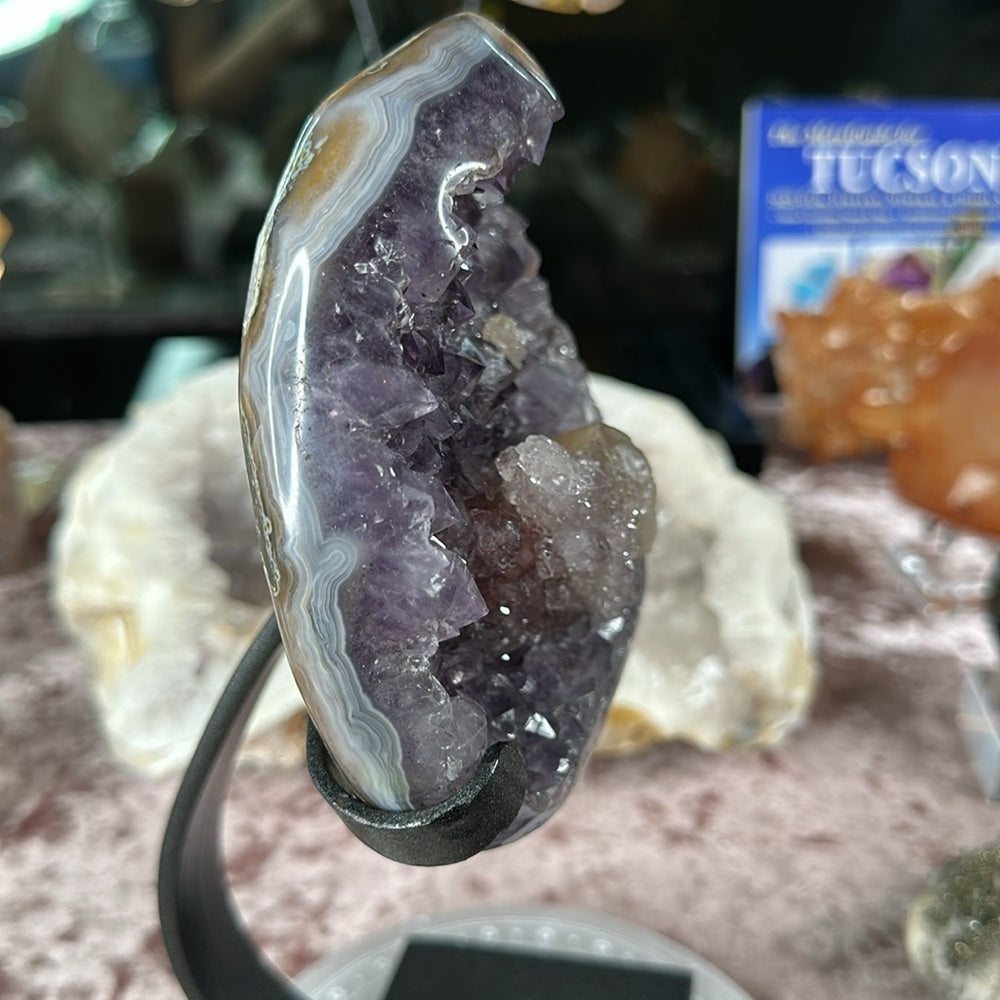 Pink Druzy Amethyst with Calcite PDC1