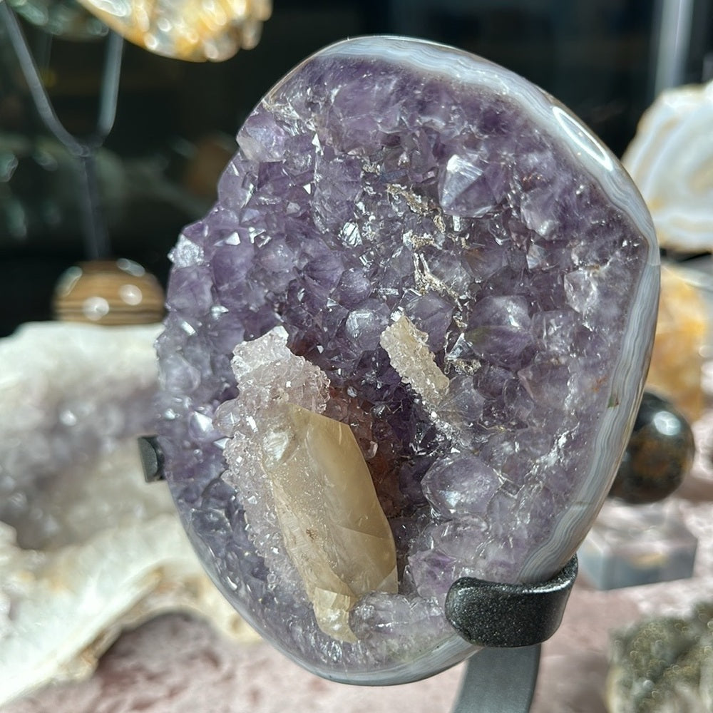 Pink Druzy Amethyst with Calcite PDC1