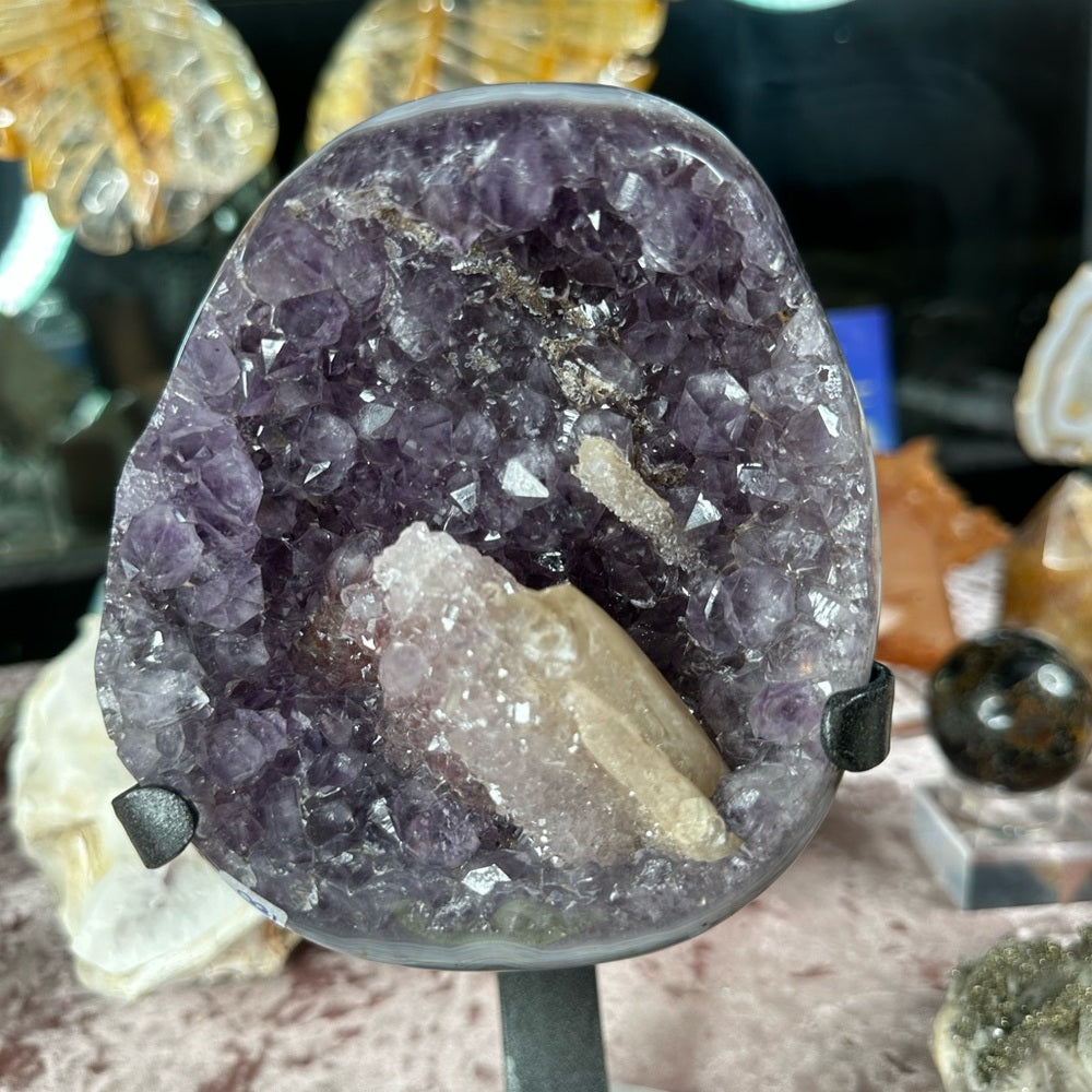 Pink Druzy Amethyst with Calcite PDC1