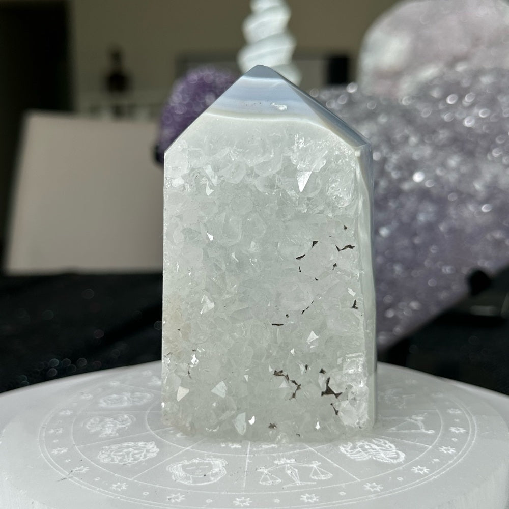 Druzy Blue Agate Tower-DBA1