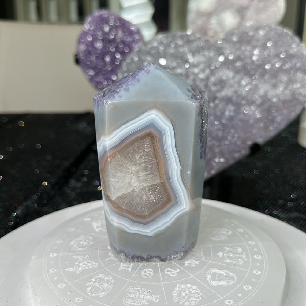 Druzy Rainbow Amethyst Agate Tower-DRA1
