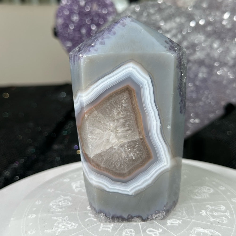 Druzy Rainbow Amethyst Agate Tower-DRA1