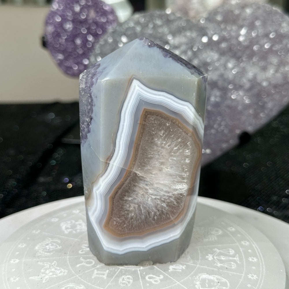 Druzy Rainbow Amethyst Agate Tower-DRA1
