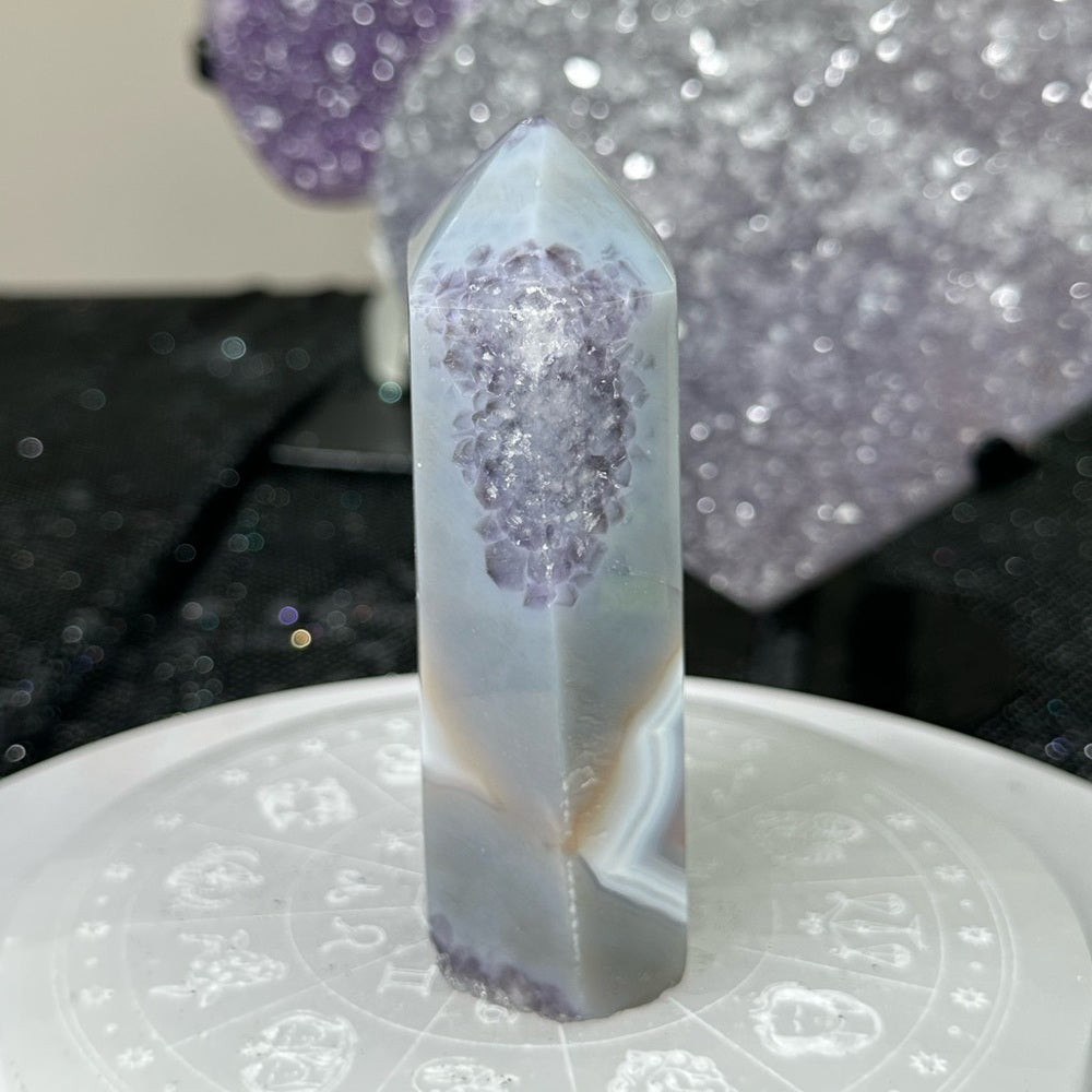 Druzy Rainbow Amethyst Agate Tower-DRA1