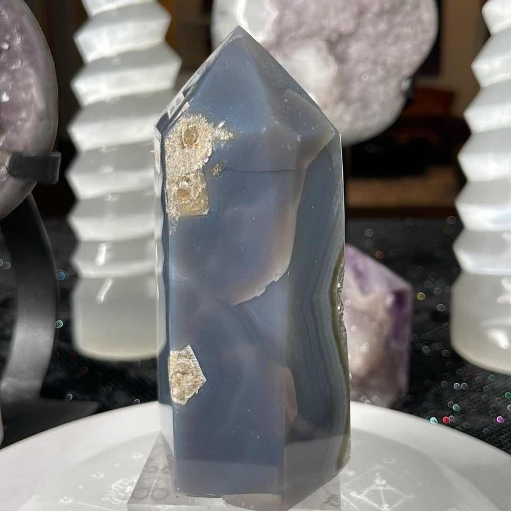 Green Amethyst w/ Blue Agate Tower- GAB1